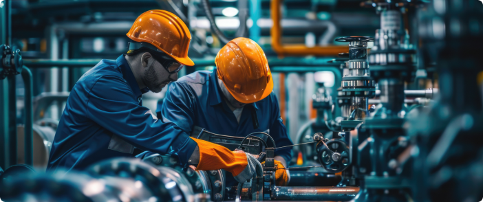 Factory worker using AR glasses